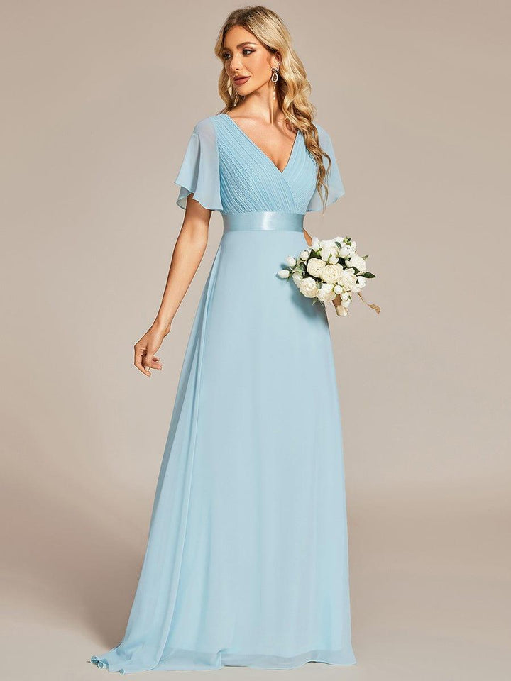ever MONICA|Abito da matrimonio invitata fluido elegante in mussola a vita alta