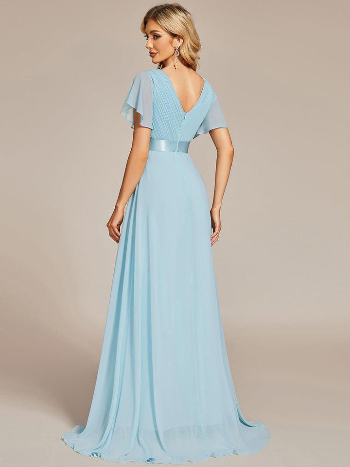 ever MONICA|Abito da matrimonio invitata fluido elegante in mussola a vita alta