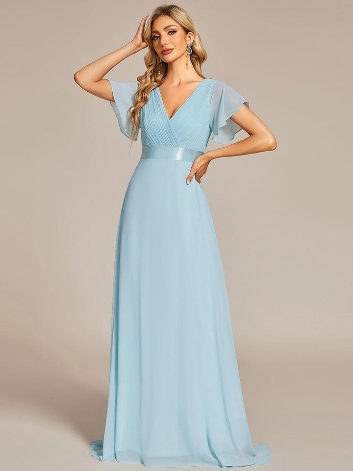 ever MONICA|Abito da matrimonio invitata fluido elegante in mussola a vita alta