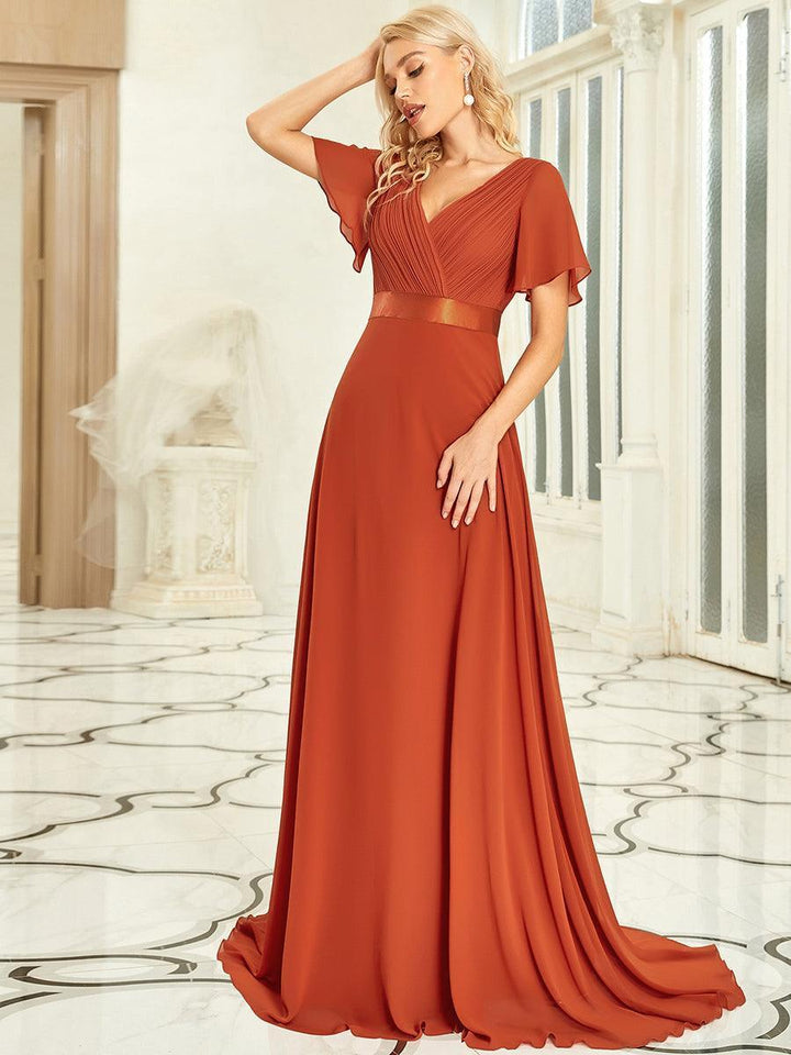 ever MONICA|Abito da matrimonio invitata fluido elegante in mussola a vita alta