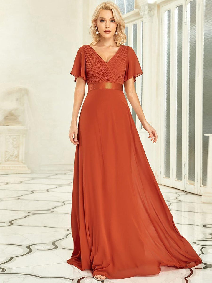 ever MONICA|Abito da matrimonio invitata fluido elegante in mussola a vita alta