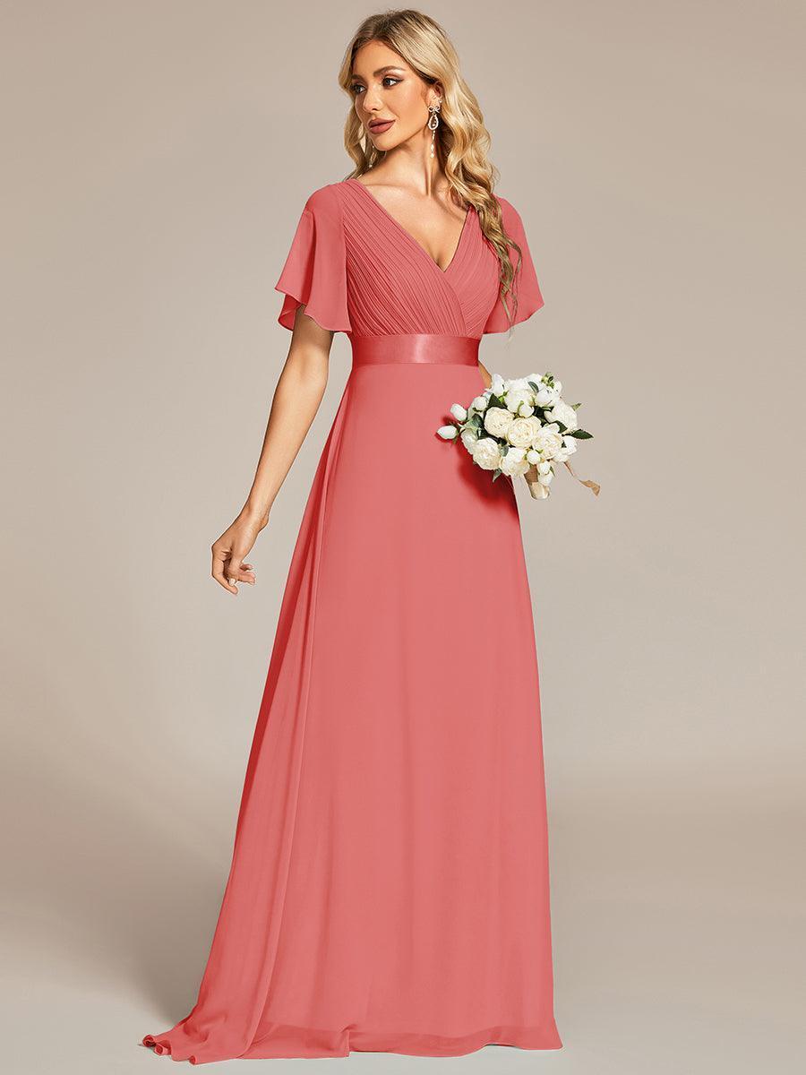 ever MONICA|Abito da matrimonio invitata fluido elegante in mussola a vita alta