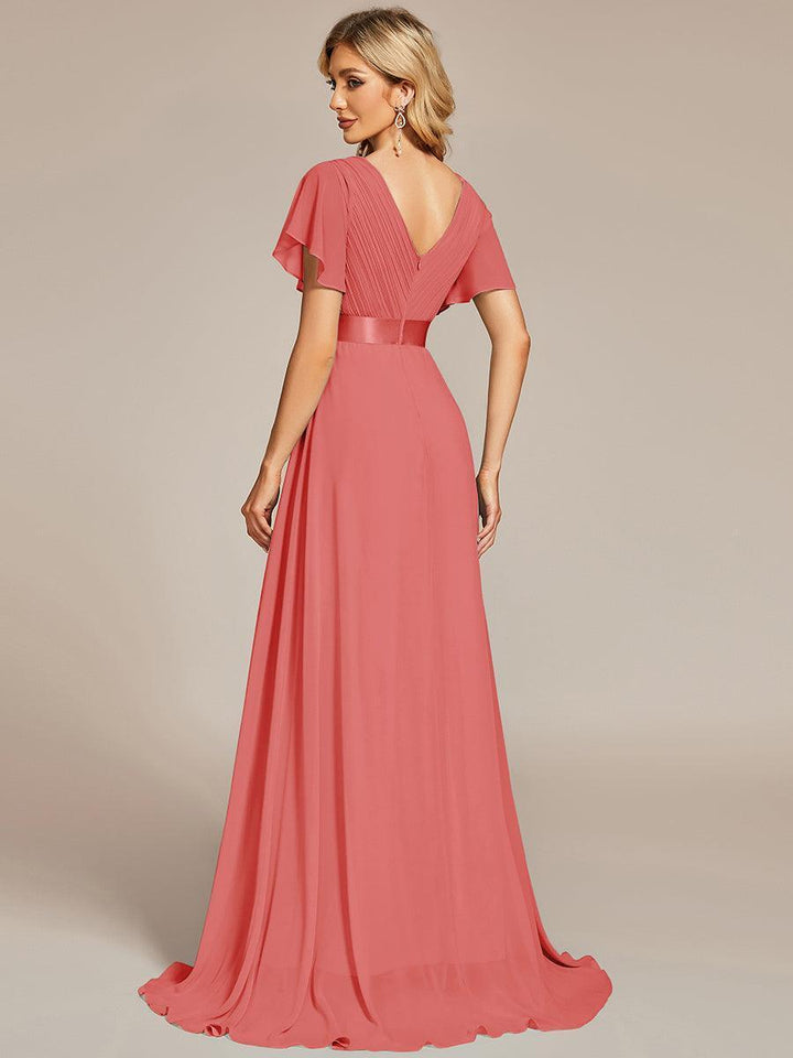 ever MONICA|Abito da matrimonio invitata fluido elegante in mussola a vita alta