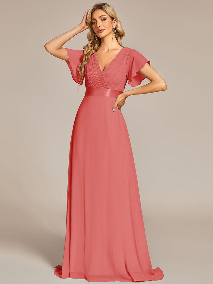 ever MONICA|Abito da matrimonio invitata fluido elegante in mussola a vita alta