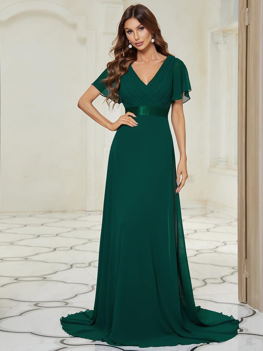 ever MONICA|Abito da matrimonio invitata fluido elegante in mussola a vita alta