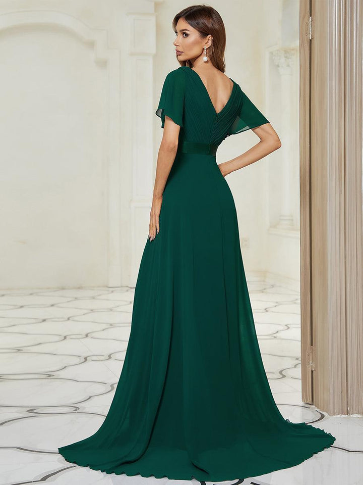 ever MONICA|Abito da matrimonio invitata fluido elegante in mussola a vita alta