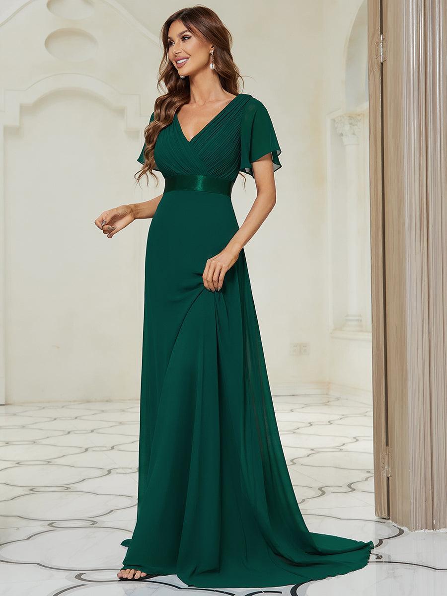 ever MONICA|Abito da matrimonio invitata fluido elegante in mussola a vita alta