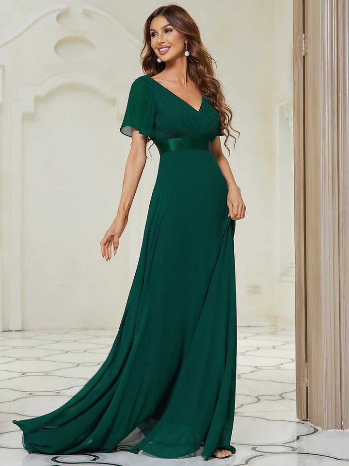 ever MONICA|Abito da matrimonio invitata fluido elegante in mussola a vita alta
