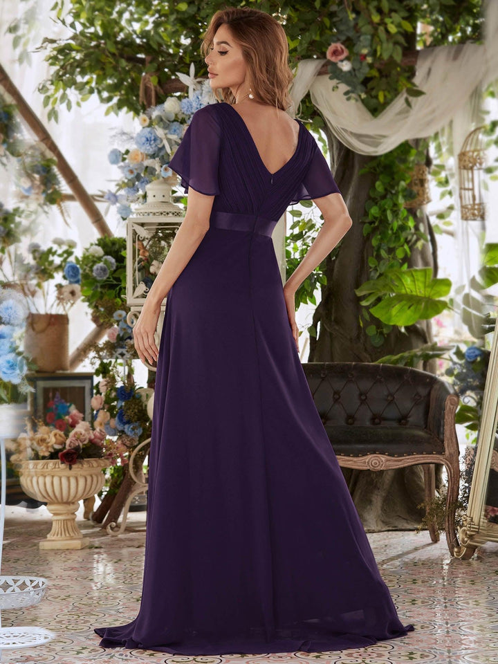 ever MONICA|Abito da matrimonio invitata fluido elegante in mussola a vita alta