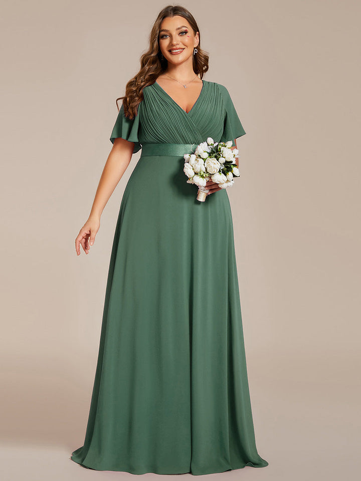 ever MONICA|Abito da matrimonio invitata fluido elegante in mussola a vita alta