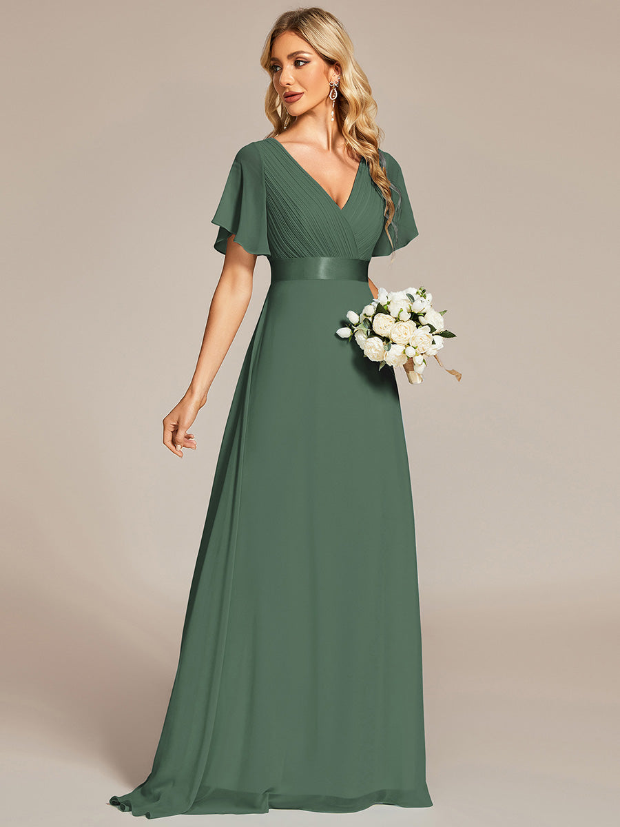ever MONICA|Abito da matrimonio invitata fluido elegante in mussola a vita alta