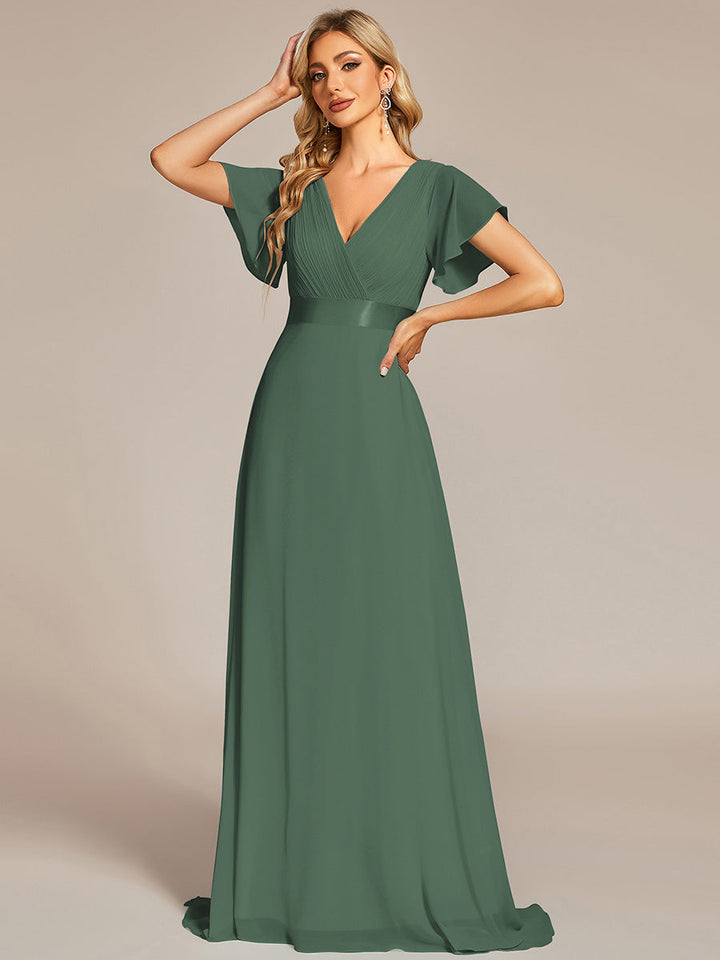 ever MONICA|Abito da matrimonio invitata fluido elegante in mussola a vita alta