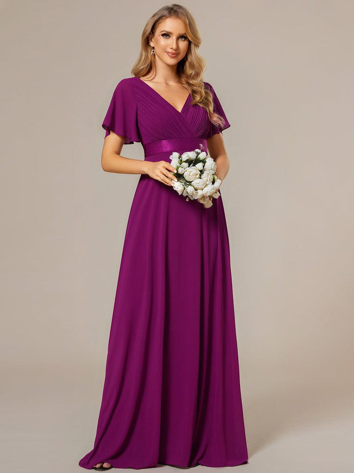 ever MONICA|Abito da matrimonio invitata fluido elegante in mussola a vita alta