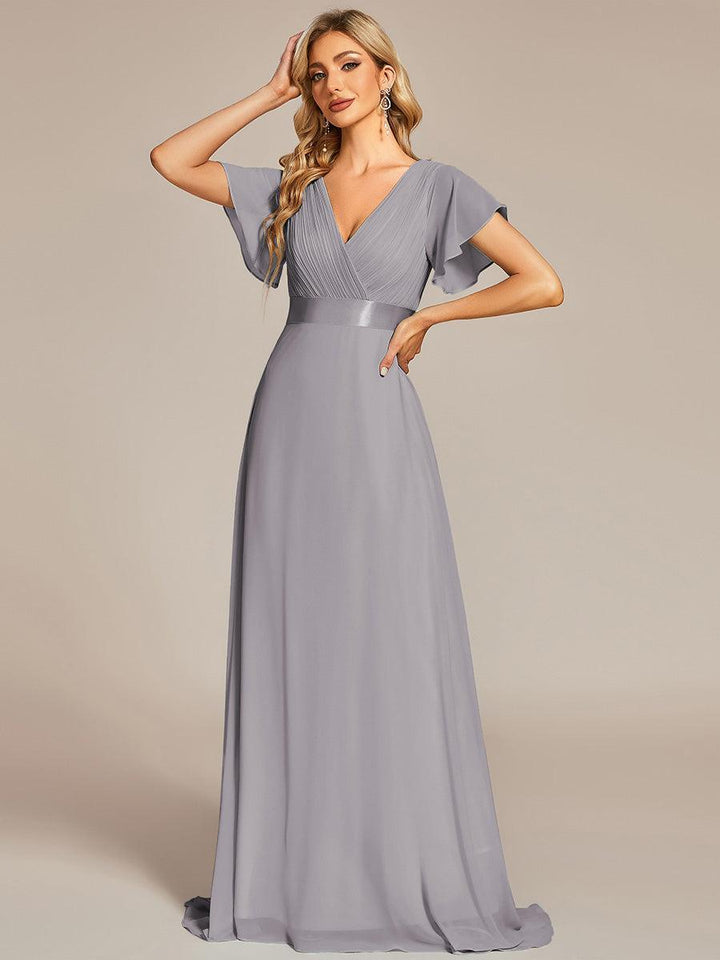 ever MONICA|Abito da matrimonio invitata fluido elegante in mussola a vita alta