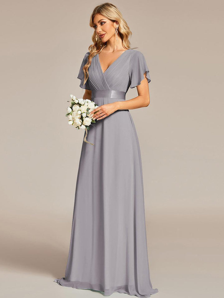 ever MONICA|Abito da matrimonio invitata fluido elegante in mussola a vita alta