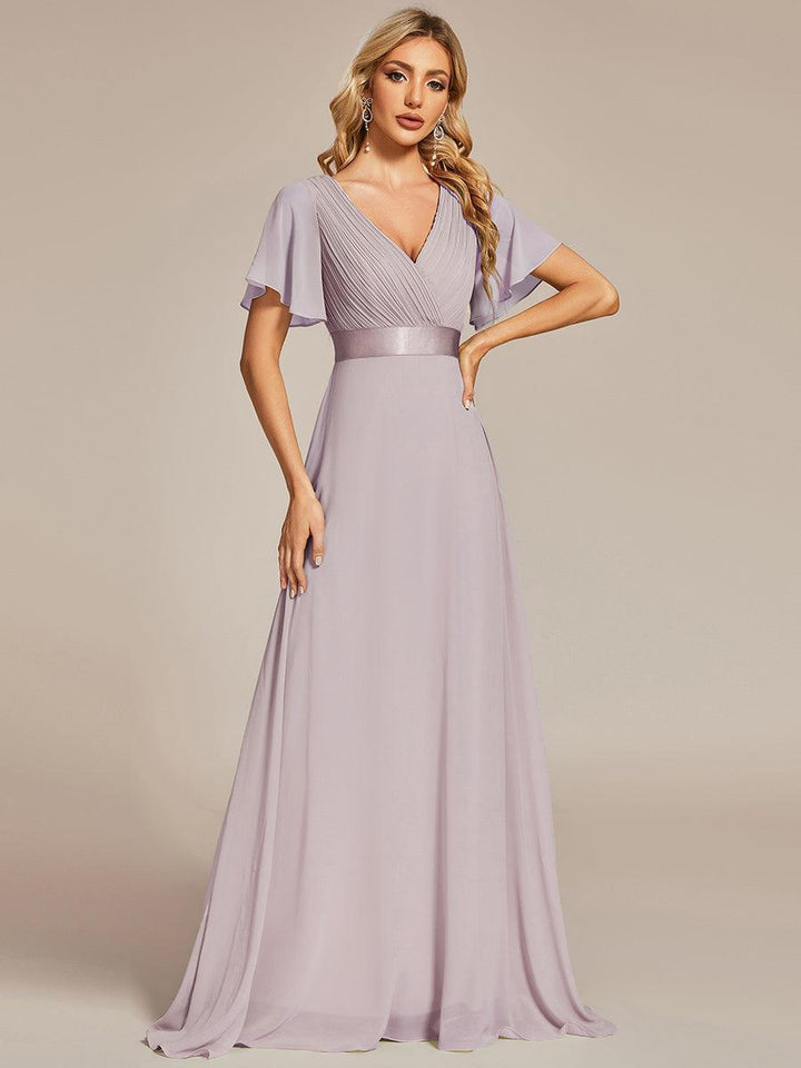 ever MONICA|Abito da matrimonio invitata fluido elegante in mussola a vita alta