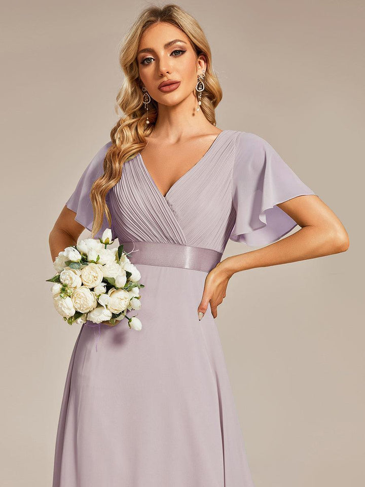 ever MONICA|Abito da matrimonio invitata fluido elegante in mussola a vita alta