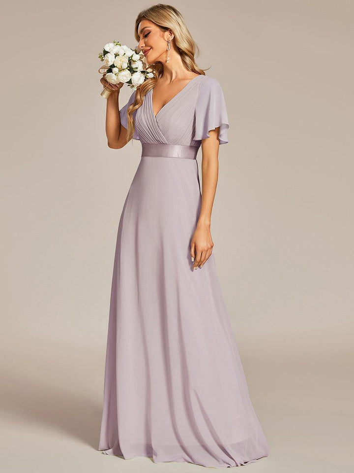 ever MONICA|Abito da matrimonio invitata fluido elegante in mussola a vita alta