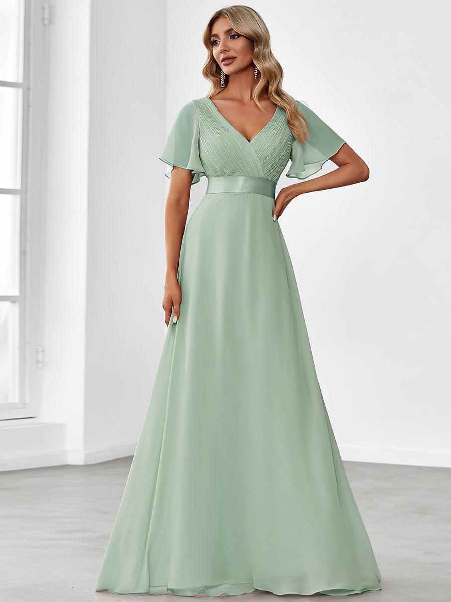 ever MONICA|Abito da matrimonio invitata fluido elegante in mussola a vita alta