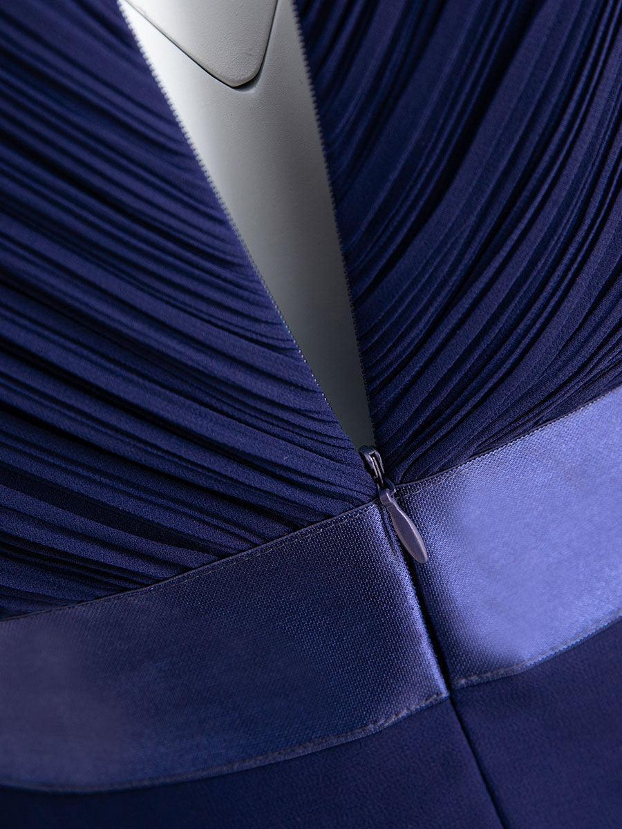 ever MONICA|Abito da matrimonio invitata fluido elegante in mussola a vita alta