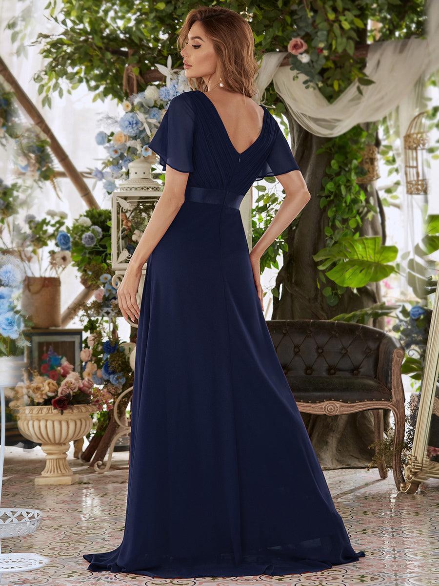ever MONICA|Abito da matrimonio invitata fluido elegante in mussola a vita alta