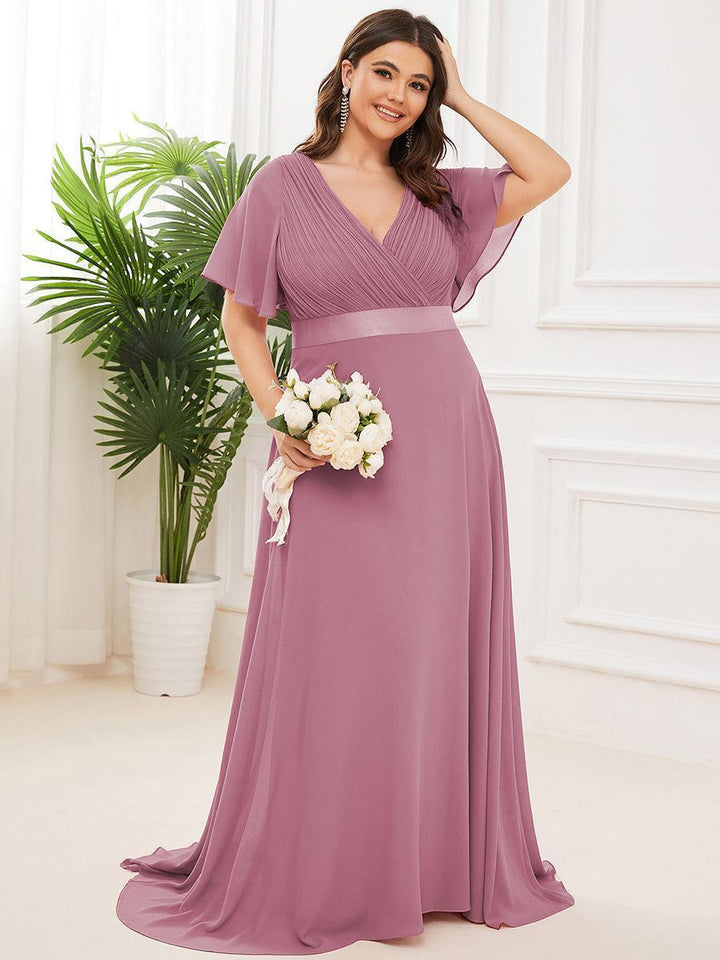 ever MONICA|Abito da matrimonio invitata fluido elegante in mussola a vita alta