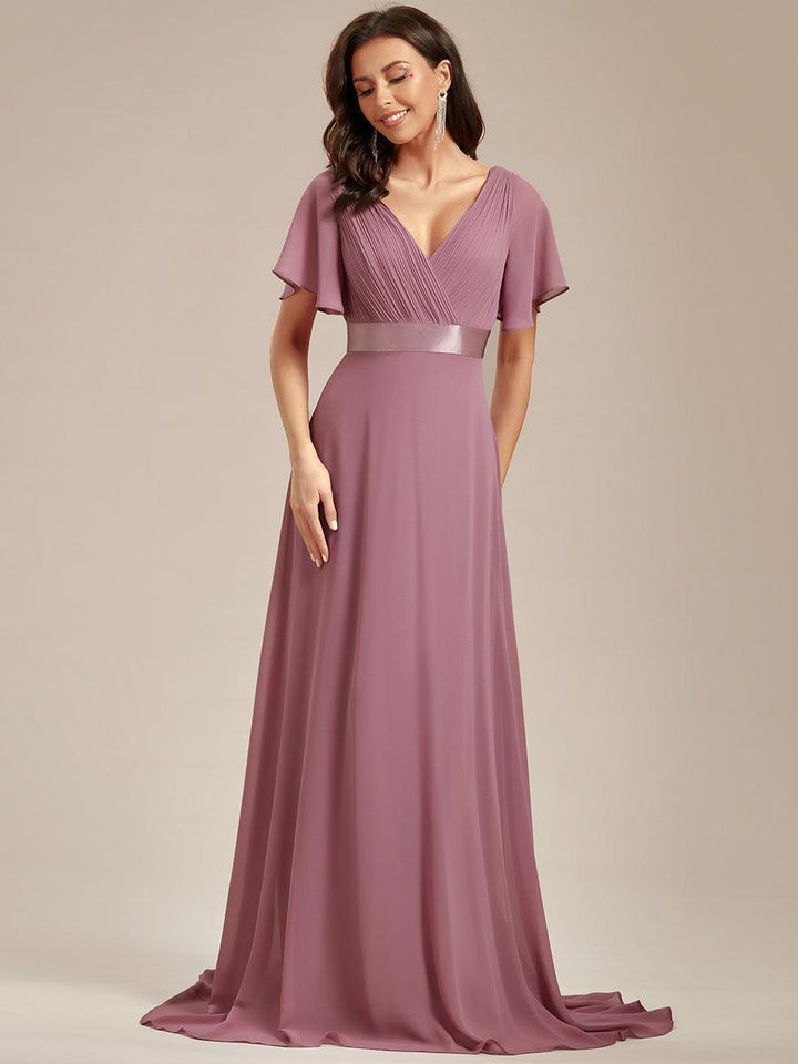 ever MONICA|Abito da matrimonio invitata fluido elegante in mussola a vita alta