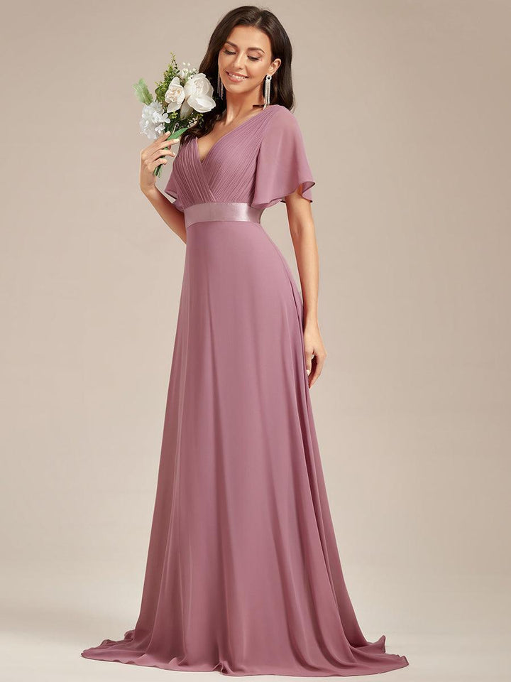 ever MONICA|Abito da matrimonio invitata fluido elegante in mussola a vita alta