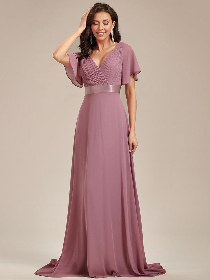 ever MONICA|Abito da matrimonio invitata fluido elegante in mussola a vita alta