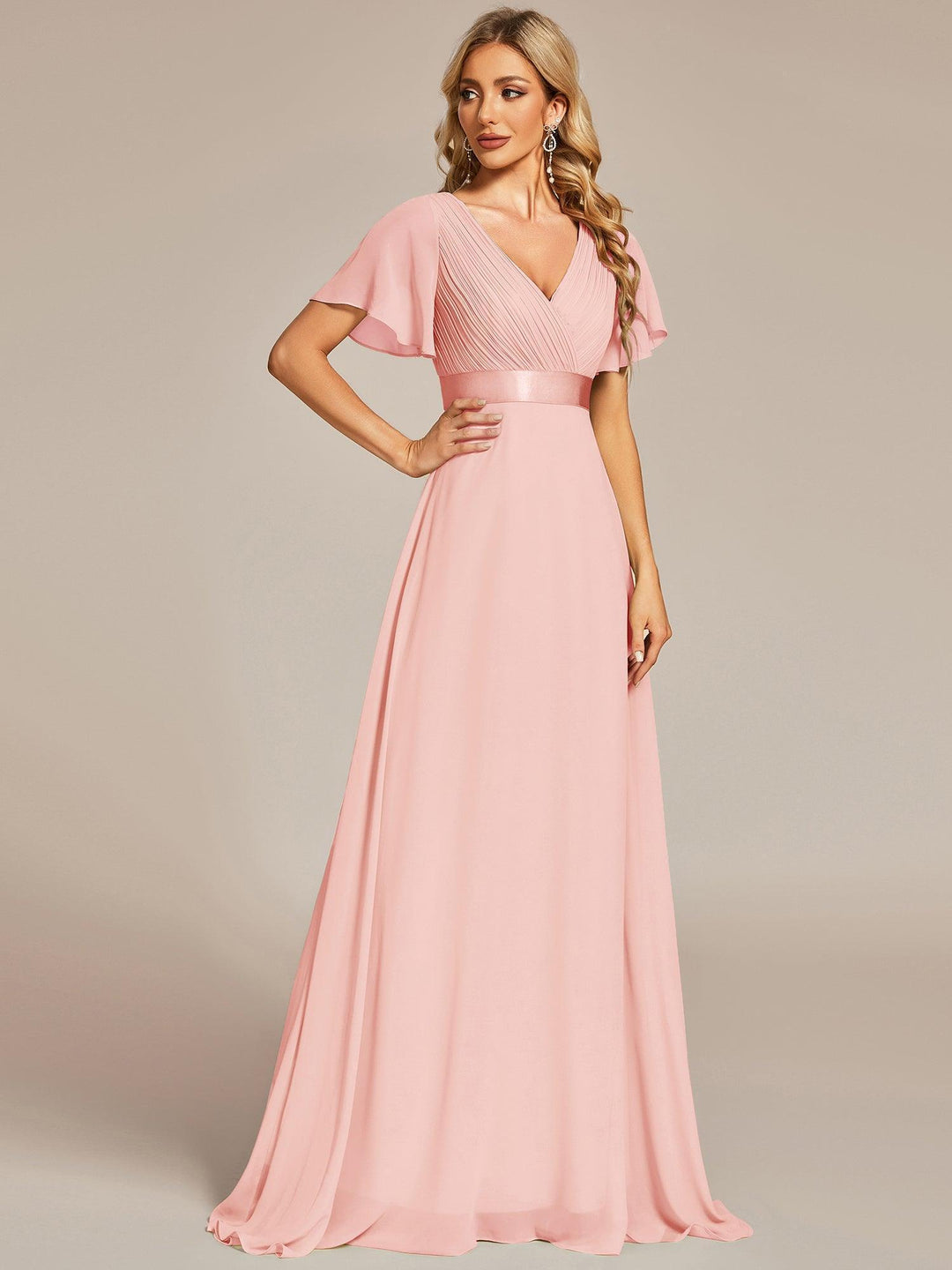 ever MONICA|Abito da matrimonio invitata fluido elegante in mussola a vita alta