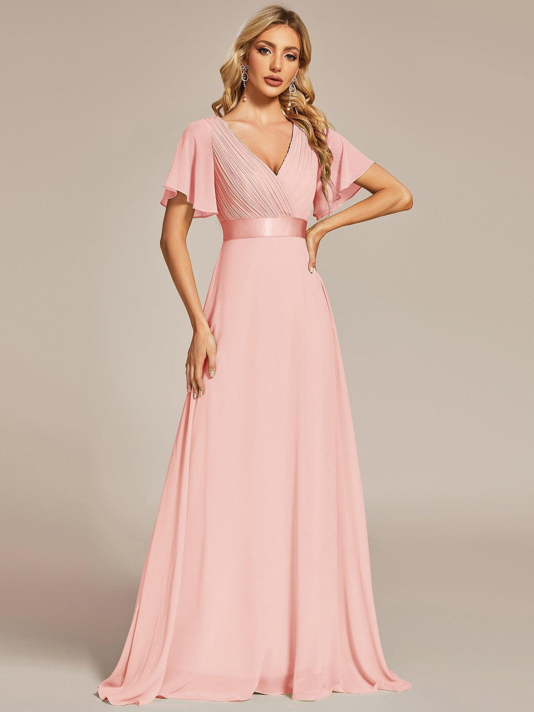 ever MONICA|Abito da matrimonio invitata fluido elegante in mussola a vita alta