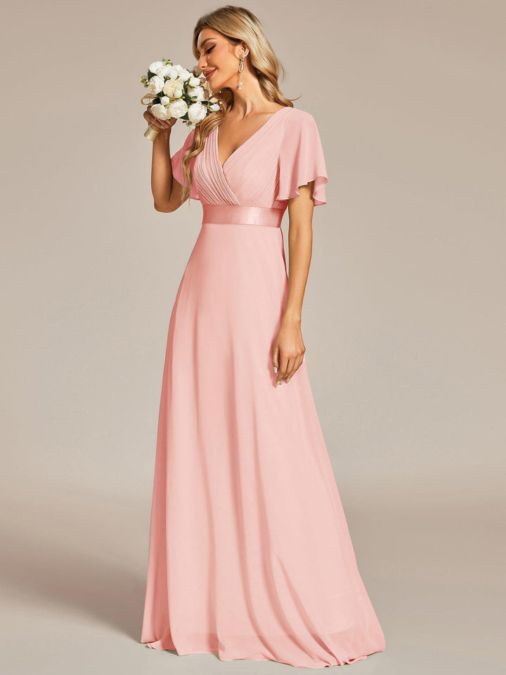 ever MONICA|Abito da matrimonio invitata fluido elegante in mussola a vita alta