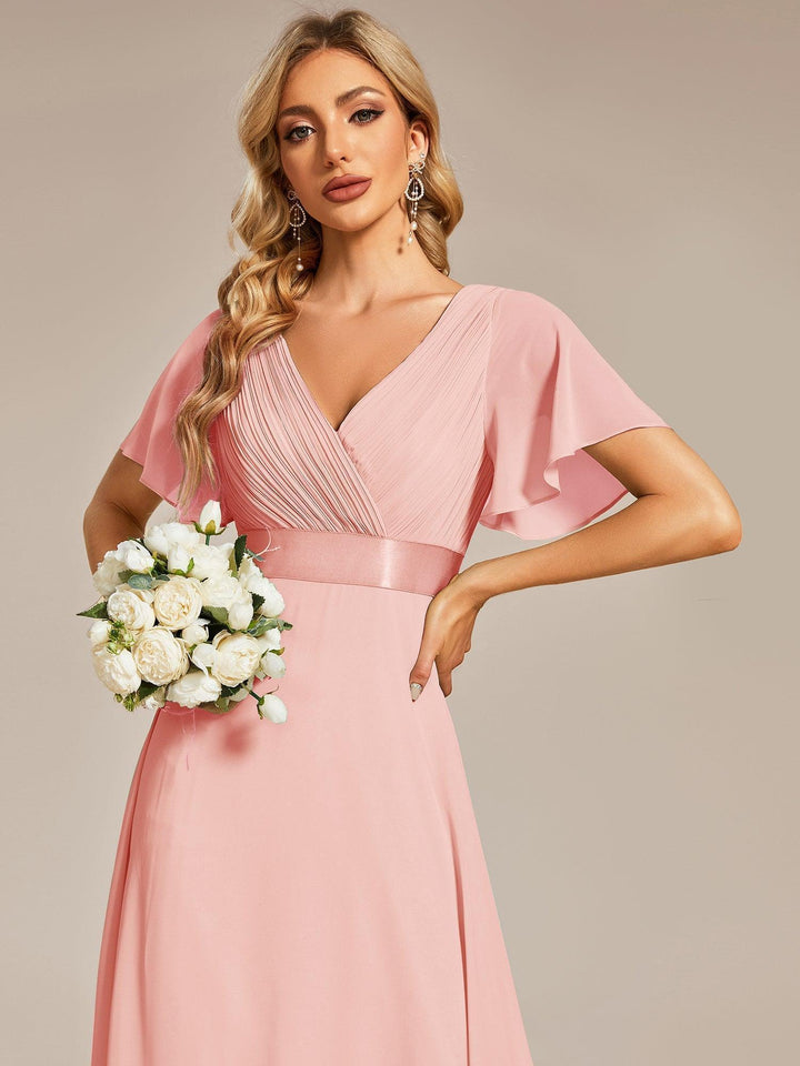 ever MONICA|Abito da matrimonio invitata fluido elegante in mussola a vita alta