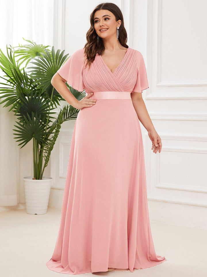 ever MONICA|Abito da matrimonio invitata fluido elegante in mussola a vita alta
