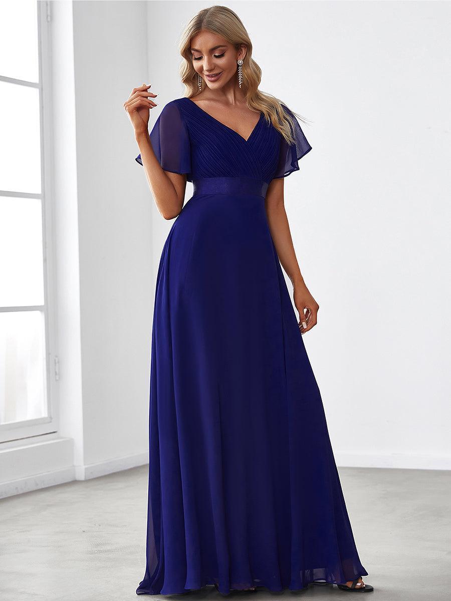 ever MONICA|Abito da matrimonio invitata fluido elegante in mussola a vita alta