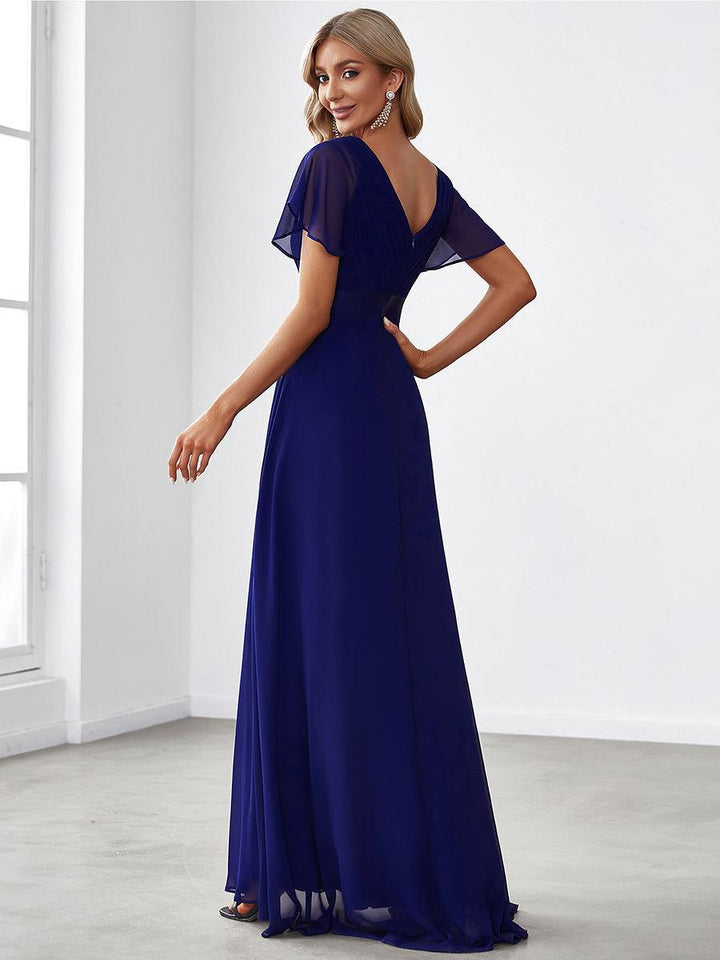ever MONICA|Abito da matrimonio invitata fluido elegante in mussola a vita alta