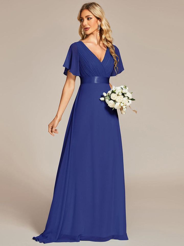ever MONICA|Abito da matrimonio invitata fluido elegante in mussola a vita alta