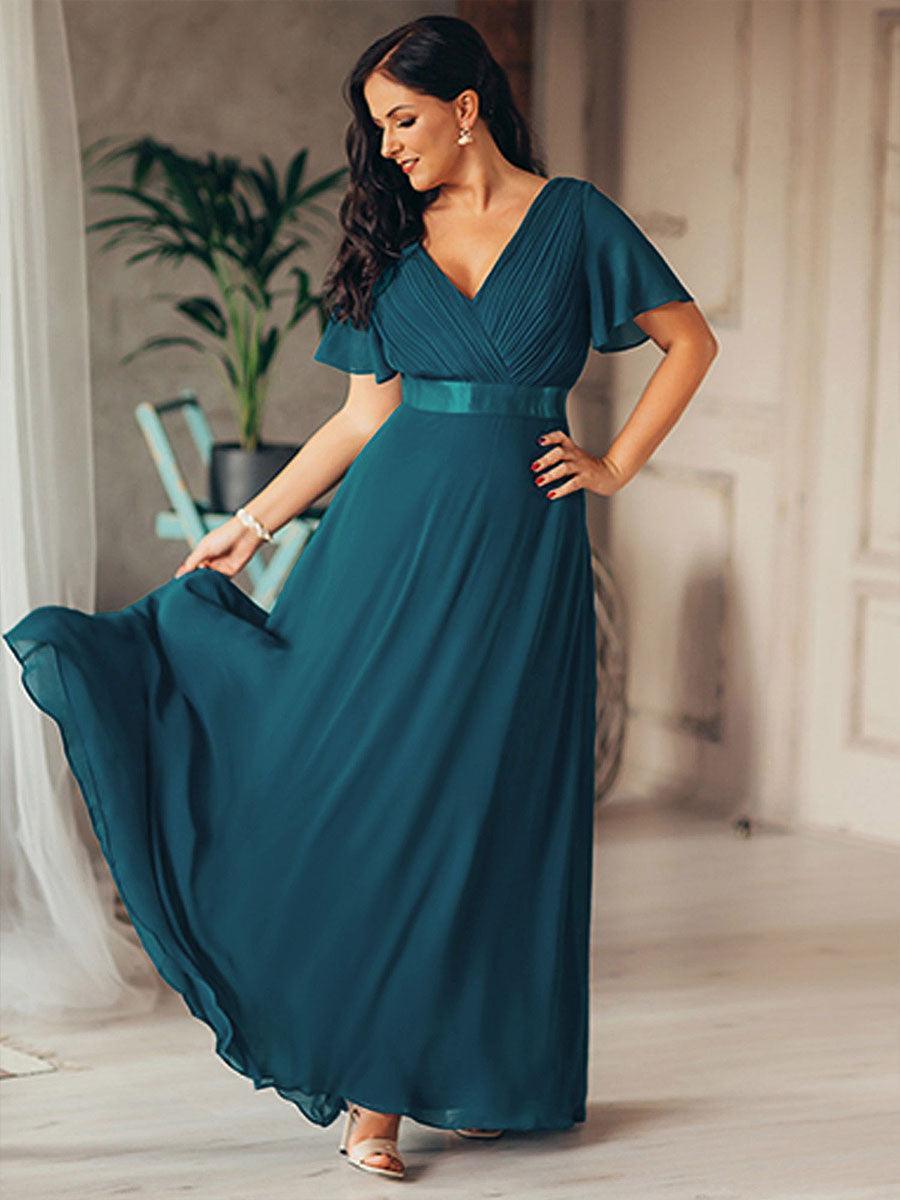 ever MONICA|Abito da matrimonio invitata fluido elegante in mussola a vita alta