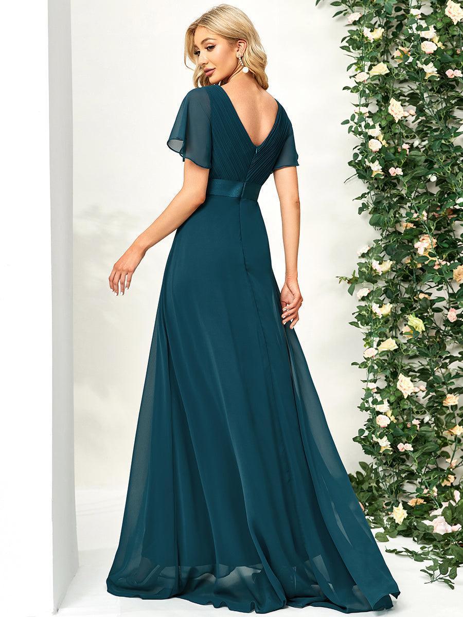 ever MONICA|Abito da matrimonio invitata fluido elegante in mussola a vita alta