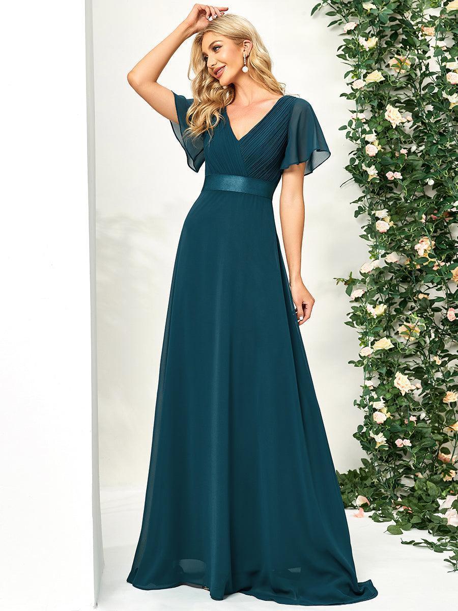 ever MONICA|Abito da matrimonio invitata fluido elegante in mussola a vita alta