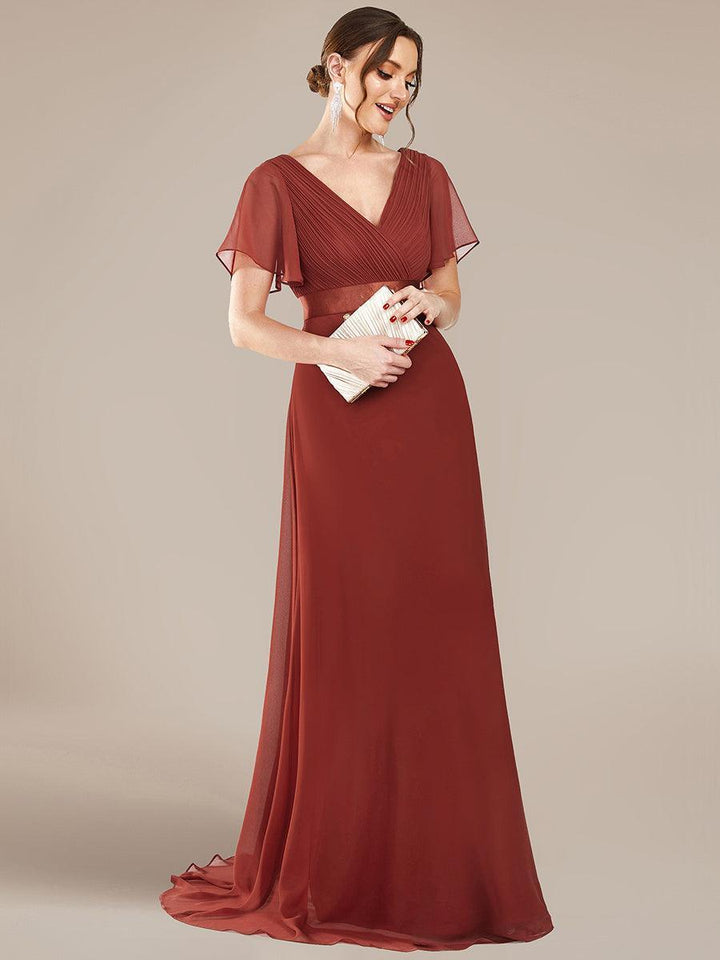 ever MONICA|Abito da matrimonio invitata fluido elegante in mussola a vita alta