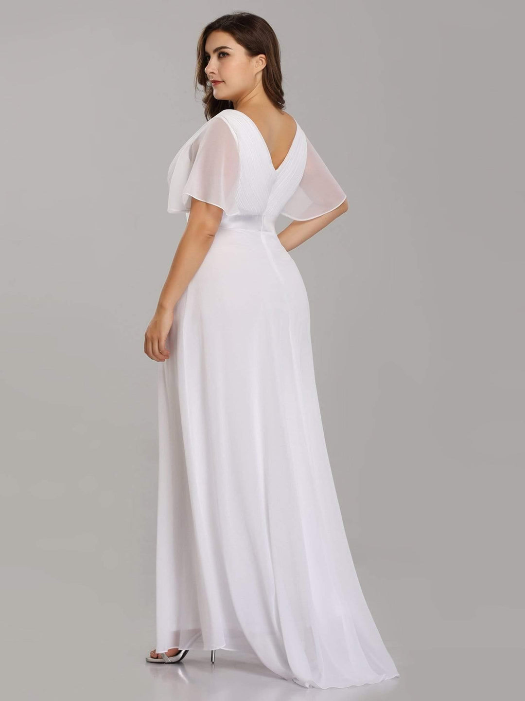 ever MONICA|Abito da matrimonio invitata fluido elegante in mussola a vita alta