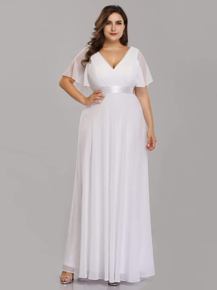 ever MONICA|Abito da matrimonio invitata fluido elegante in mussola a vita alta