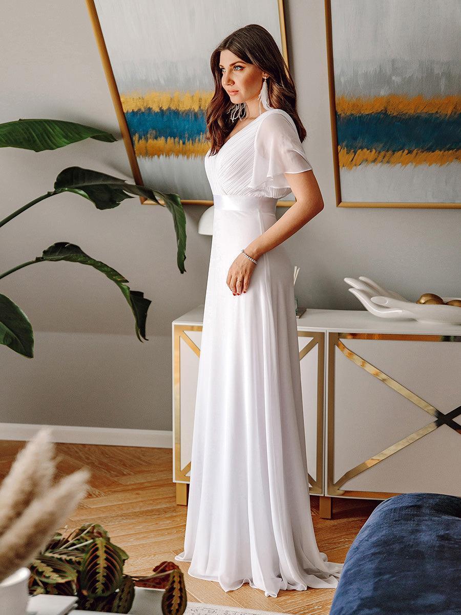 ever MONICA|Abito da matrimonio invitata fluido elegante in mussola a vita alta