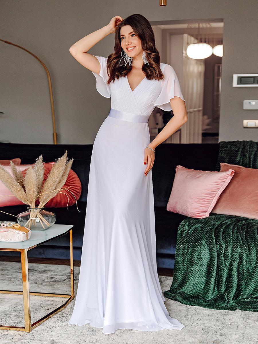 ever MONICA|Abito da matrimonio invitata fluido elegante in mussola a vita alta