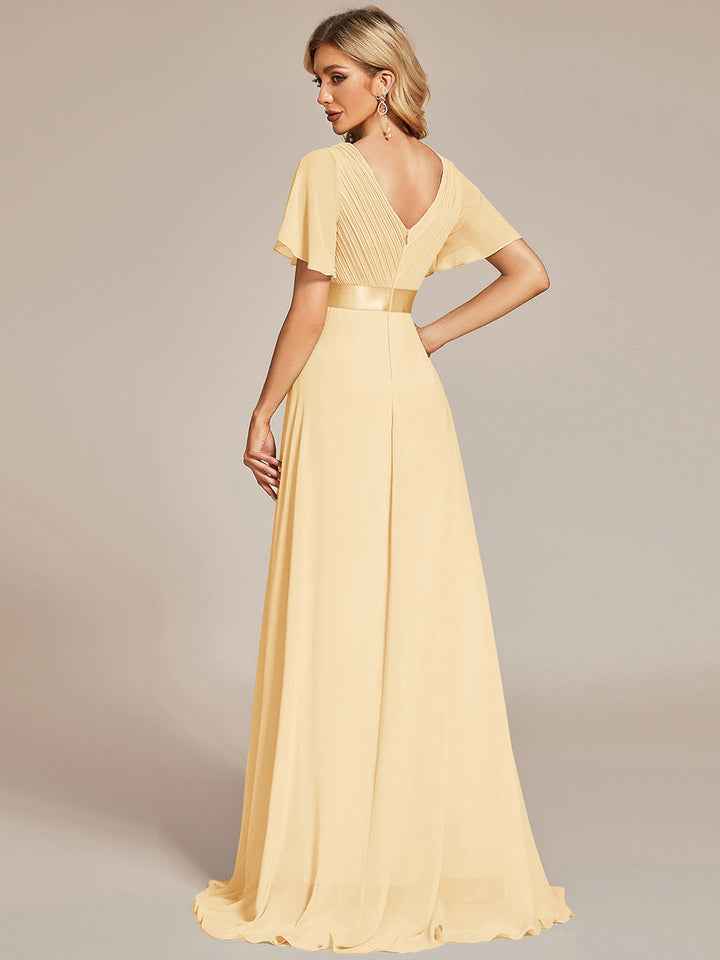 ever MONICA|Abito da matrimonio invitata fluido elegante in mussola a vita alta