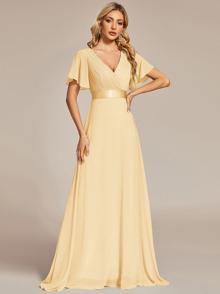 ever MONICA|Abito da matrimonio invitata fluido elegante in mussola a vita alta