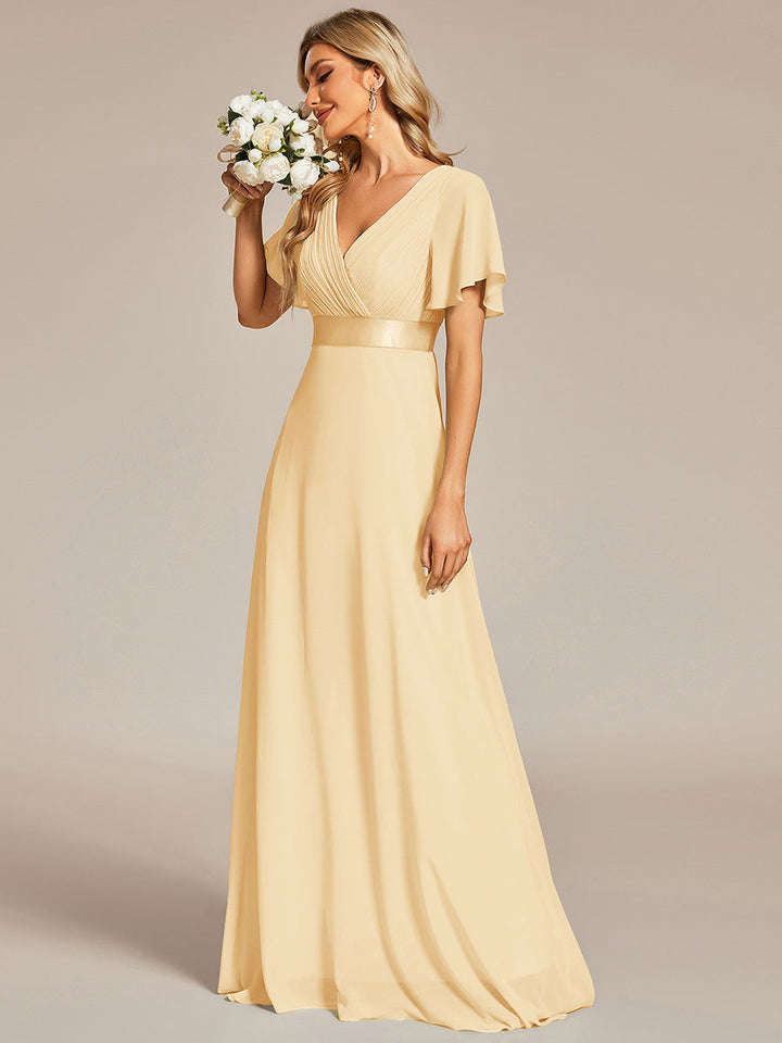 ever MONICA|Abito da matrimonio invitata fluido elegante in mussola a vita alta