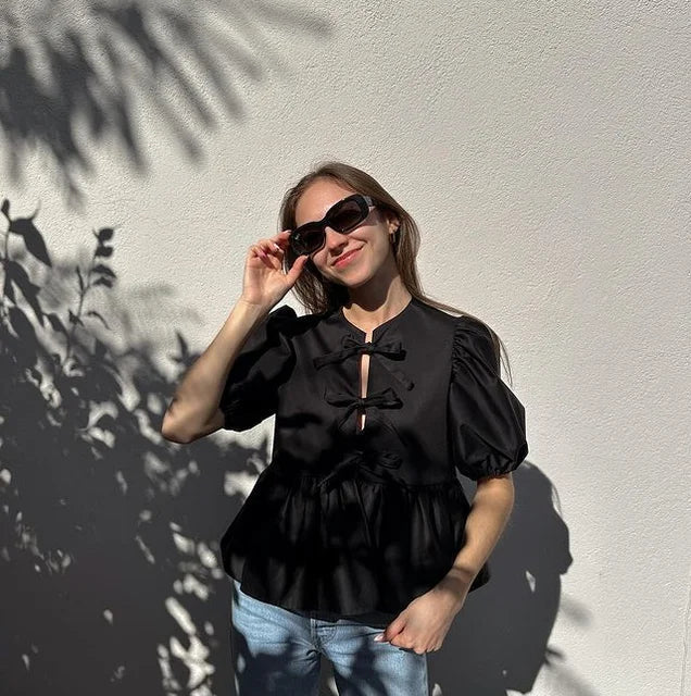 Rosa™ | Blusa Trendy con Stampa Leopardata e Maniche Voluminose