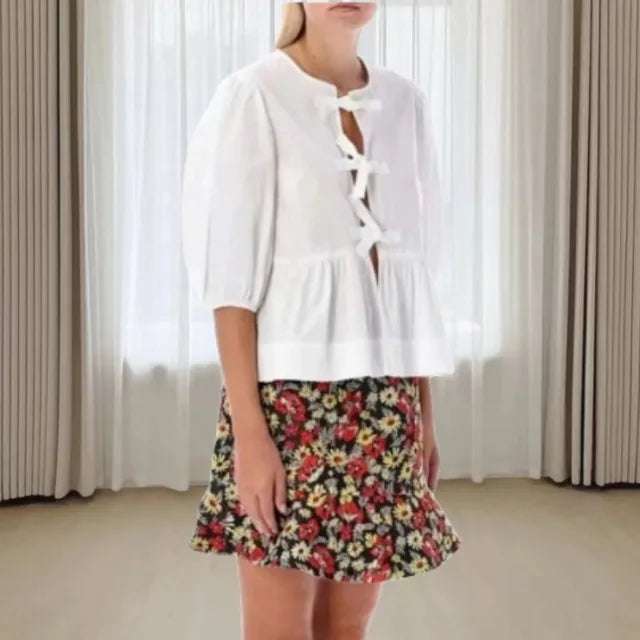 Rosa™ | Blusa Trendy con Stampa Leopardata e Maniche Voluminose